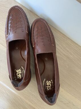 SAS Tripad Genuine Leather Womens Slip-On Loafers Made In USA Size 7.5 Brown